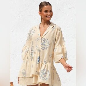 Oversized Sun Print Short Dress Commense Size S NWT CM4